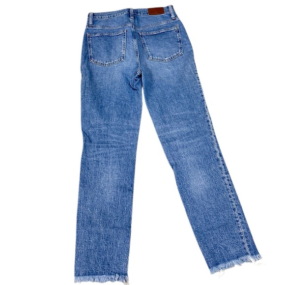 Madewell “perfect vintage” cotton midtone Straight Leg Jeans raw edge hem 26 - Picture 4 of 10